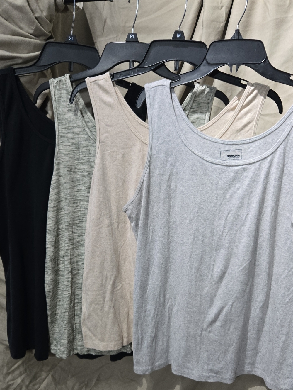 Sonoma Women's Tank Tops in Light Gray, Beige, Heather Green & Black